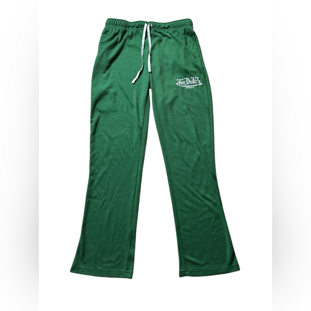 Von Dutch, green waffle knit, lounge pant, medium